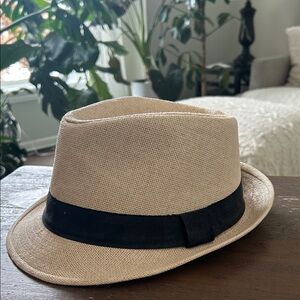 Stylish Beige Fedora with Black Band